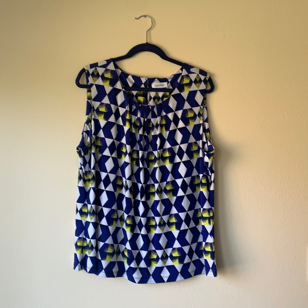 Calvin Klein sleeveless geometric dress blouse